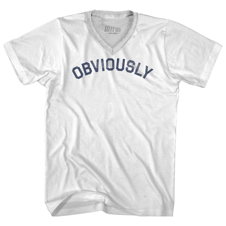 Obviously Adult Tri-Blend V-neck T-shirt - White