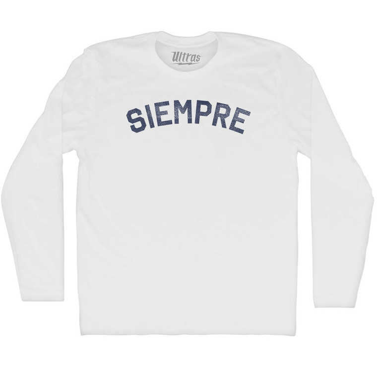 Siempre Adult Cotton Long Sleeve T-shirt - White