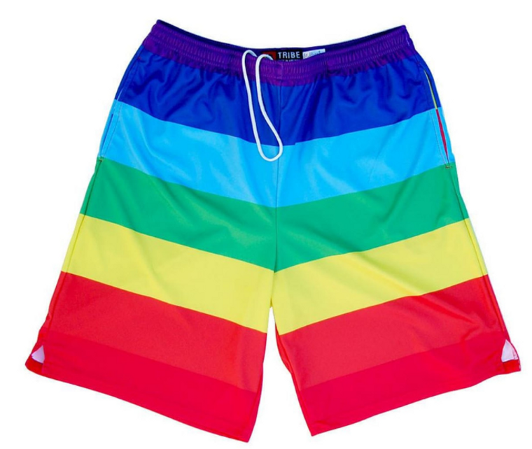 ADULT 4X-LARGE-Rainbow Flag Lacrosse Sublimated Shorts Made in USA - Rainbow-Final Sale ZT42