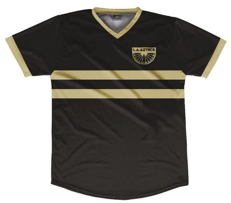 ADULT LARGE- Los Angeles Aztecs Black and Gold LA Inspired Soccer Jersey - Black- Final Sale  SL7