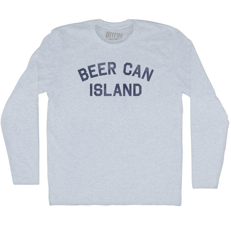 Beer Can Island Adult Tri-Blend Long Sleeve T-shirt - Athletic White