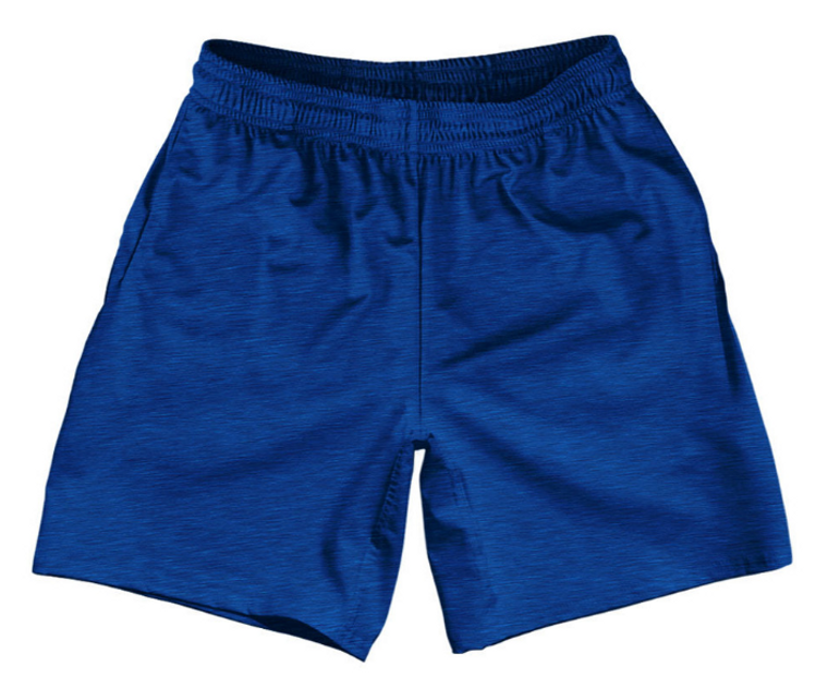 ADULT MEDIUM-Heathered Soccer Shorts Made In USA - Blue Royal- Final Sale SM3