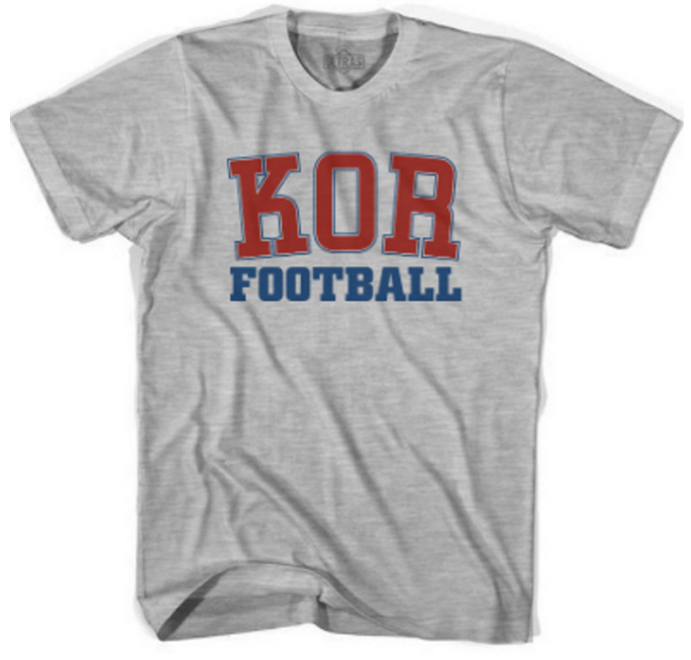 YOUTH SMALL-South Korea "KOR Football"- Heather Grey- Final Sale Z9