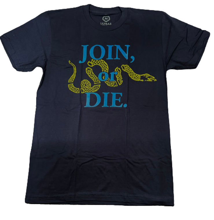 LARGE- JOIN OR DIE- Navy T-shirt- Final Sale RTG