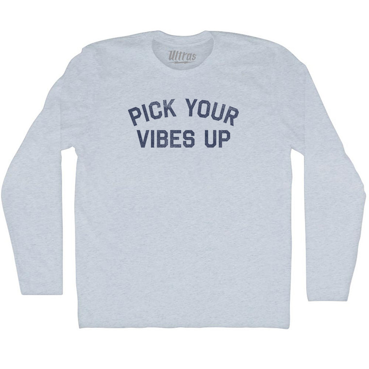 Pick Your Vibes Up Adult Tri-Blend Long Sleeve T-shirt - Athletic White