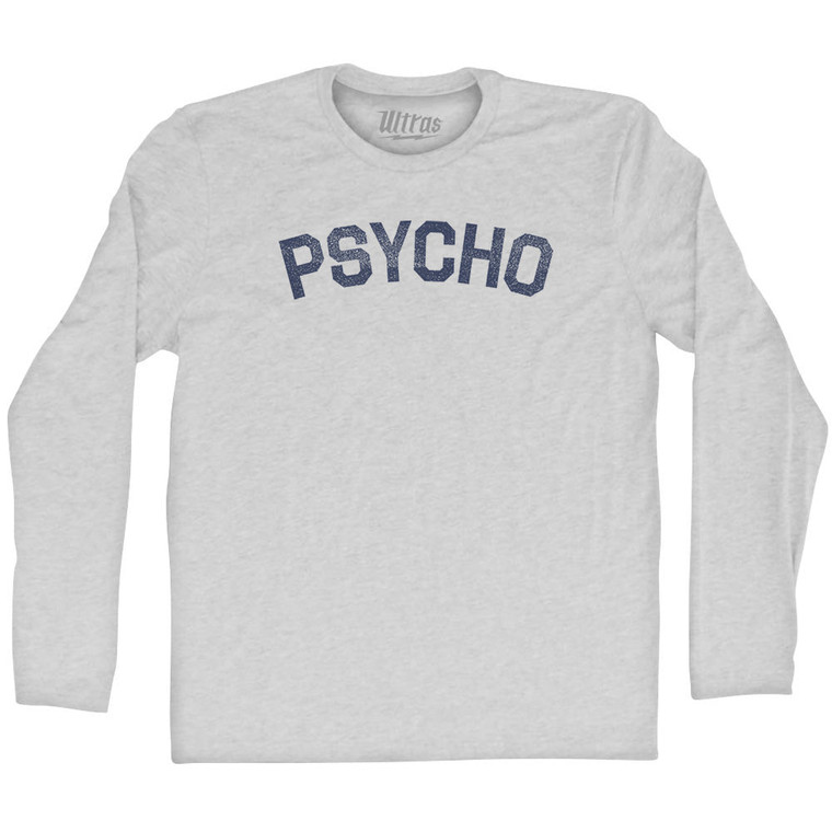Psycho Adult Cotton Long Sleeve T-shirt - Grey Heather