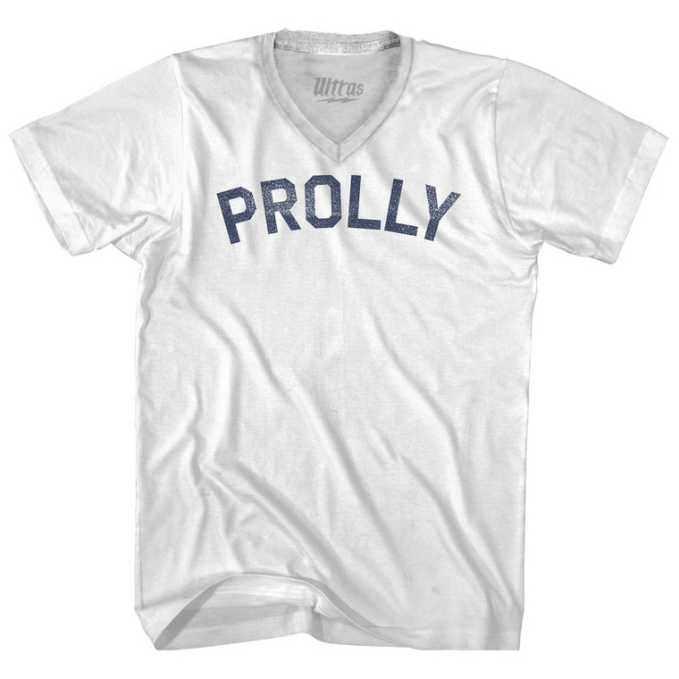 Prolly Adult Tri-Blend V-neck T-shirt - White