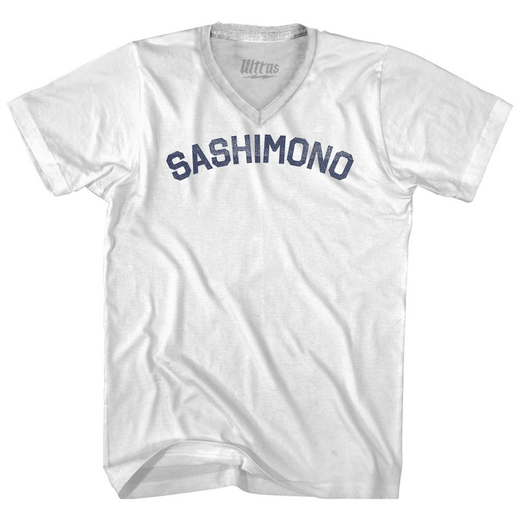 Sashimono Adult Tri-Blend V-neck T-shirt - White