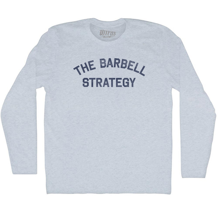 The Barbell Strategy Adult Tri-Blend Long Sleeve T-shirt - Athletic White