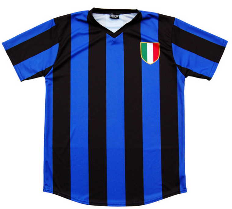 ADULT 2X-LARGE- Retro Inter Soccer "10" Jersey Made In USA - Black Blue- Final Sale S2X1