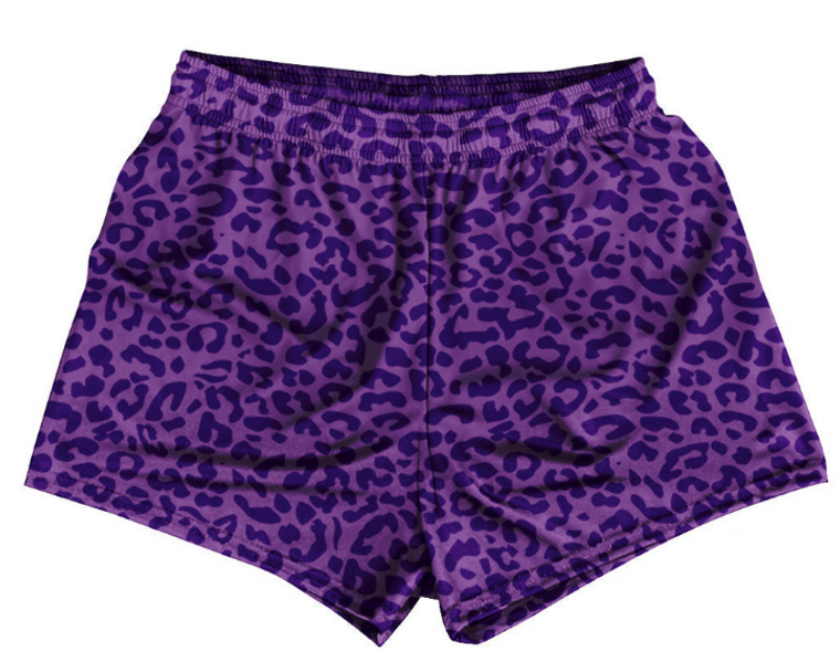 Women X-LARGE-Cheetah Two Tone Light Purple Womens & Girls Sport Shorts End Made In USA - Light Purple- Final Sale SXL1