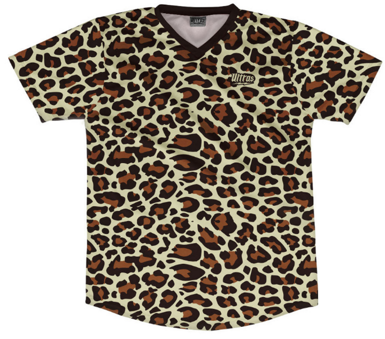 ADULT MEDIUM- Cheetah Pattern Soccer Jersey Made In USA - Vegas Gold- Final Sale SM4