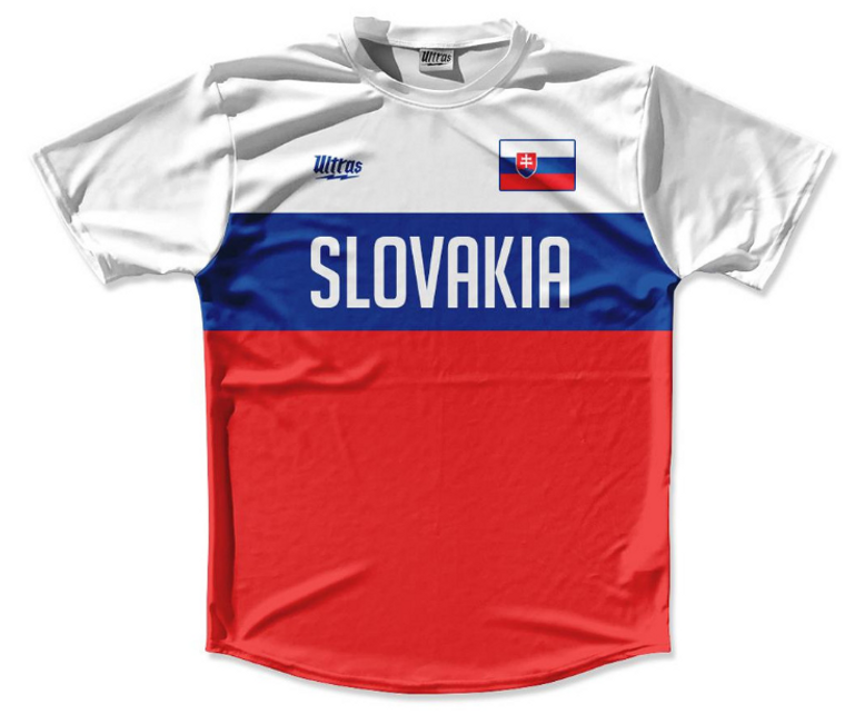 ADULT LARGE-Ultras Slovakia Flag Finish Line Running Cross Country Track Shirt Made In USA - White Red- Final Sale J1