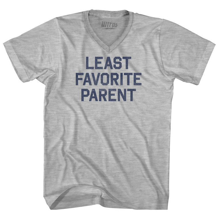 Least Favorite Parent Adult Cotton V-neck T-shirt - Grey Heather