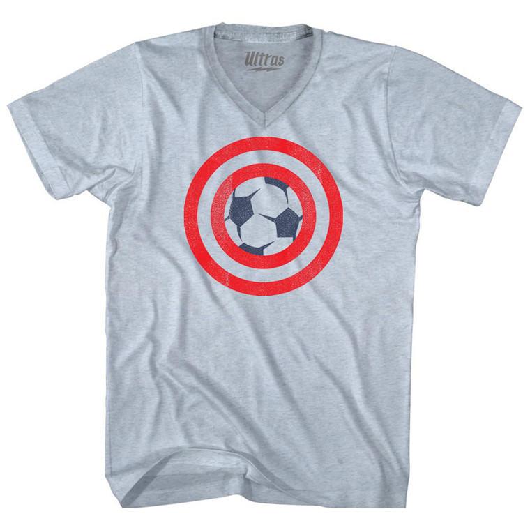 Captain USA Soccer Ball Adult Tri-Blend V-neck T-shirt - Athletic White