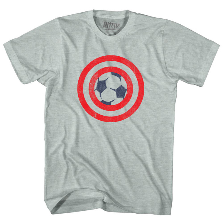 Captain USA Soccer Ball Adult Tri-Blend T-shirt - Athletic Cool Grey