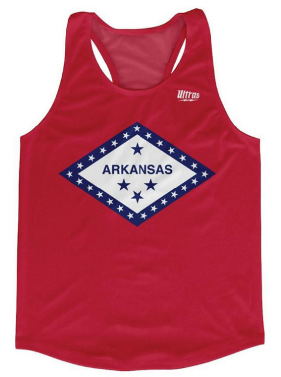 ADULT SMALL- Arkansas State Flag Running Tank Top Racerback Track and Cross Country Singlet Jersey Made In USA - Red- Final Sale T2