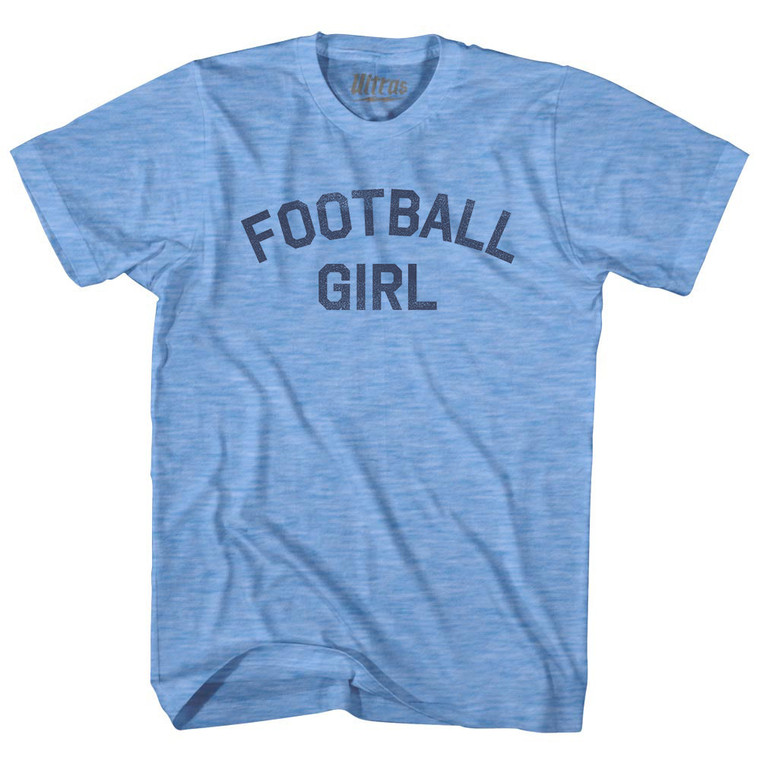 Football Girl Adult Tri-Blend T-shirt - Athletic Blue