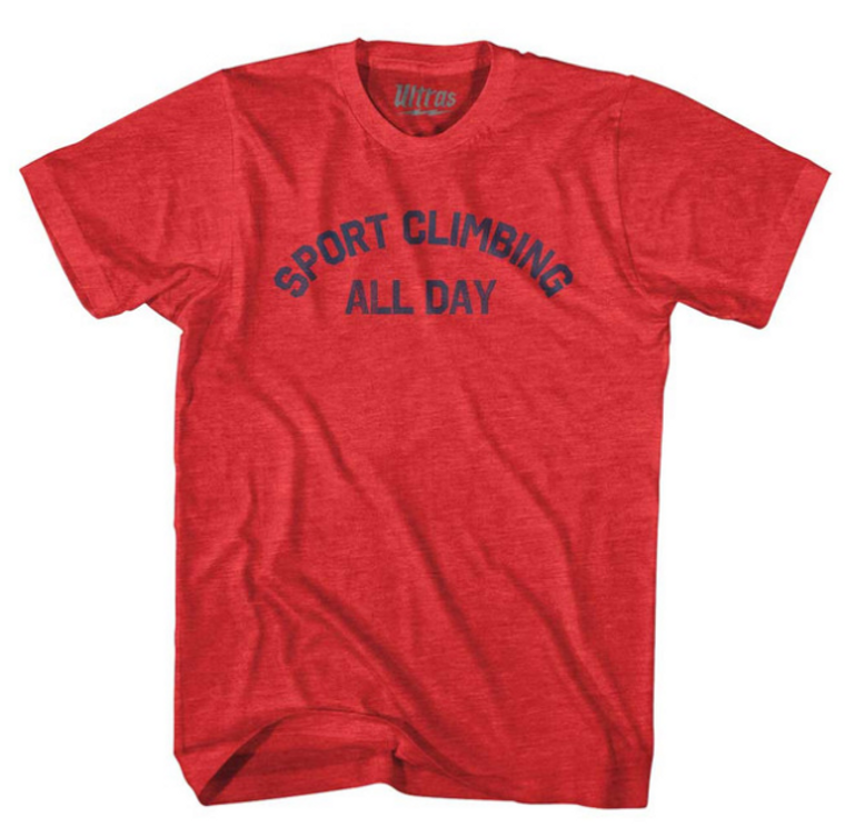 ADULT SMALL-Sport Climbing All Day Adult Tri-Blend T-shirt - Heather Red- Final Sale Z66