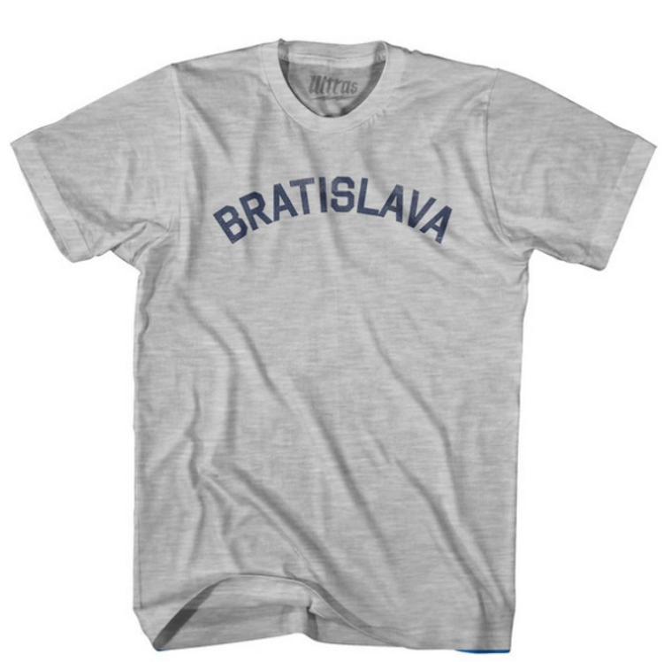 YOUTH SMALL-Bratislava Adult Cotton T-shirt - Grey Heather- Final Sale F4