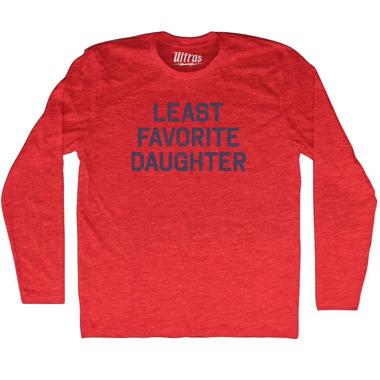 Least Favorite Daughter Adult Tri-Blend Long Sleeve T-shirt - Athletic Red