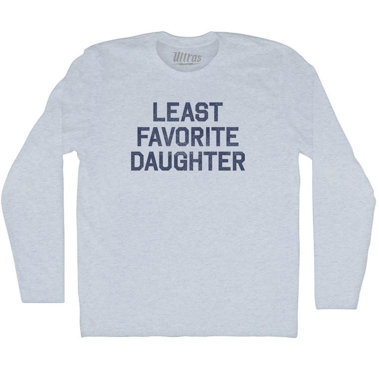 Least Favorite Daughter Adult Tri-Blend Long Sleeve T-shirt - Athletic White