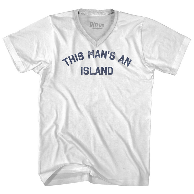 This Man's An Island Adult Tri-Blend V-neck T-shirt - White