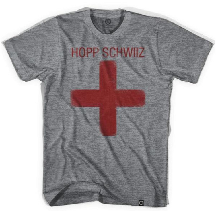 ADULT SMALL- Hopp Schwiiz Cross- Athletic Grey T-shirt- Final Sale Z33