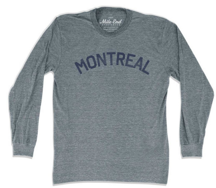 ADULT LARGE-Montreal City Vintage Long-Sleeve T-shirt - Athletic Grey- Final Sale Z1