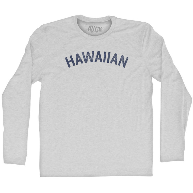 Hawaiian Adult Cotton Long Sleeve T-shirt - Grey Heather