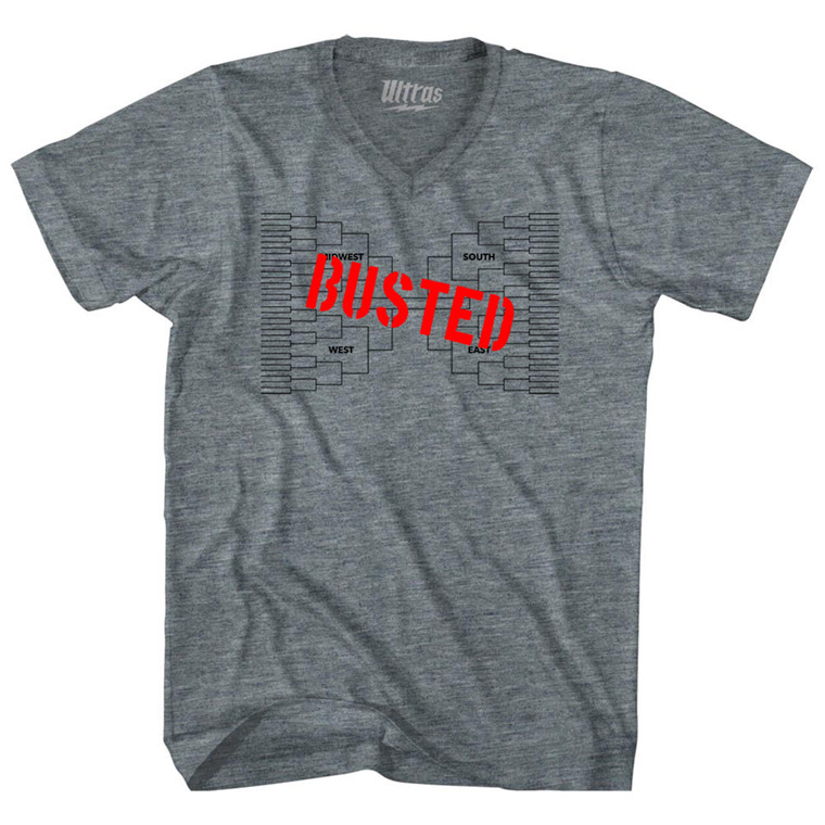 Busted Bracket Adult Tri-Blend V-neck T-shirt - Athletic Grey