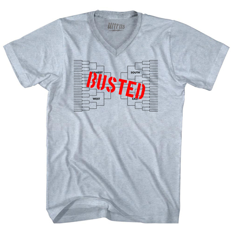 Busted Bracket Adult Tri-Blend V-neck T-shirt - Athletic White