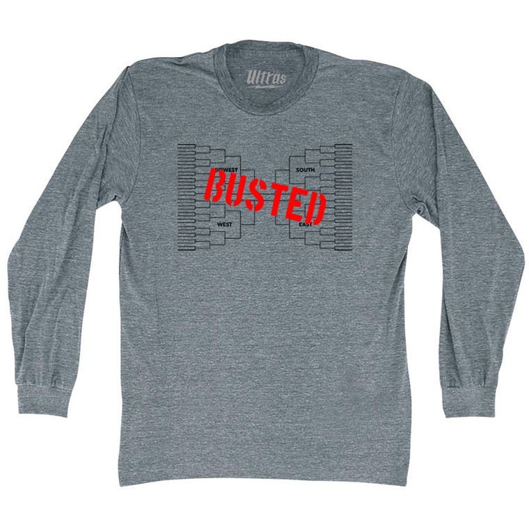 Busted Bracket Adult Tri-Blend Long Sleeve T-shirt - Athletic Grey