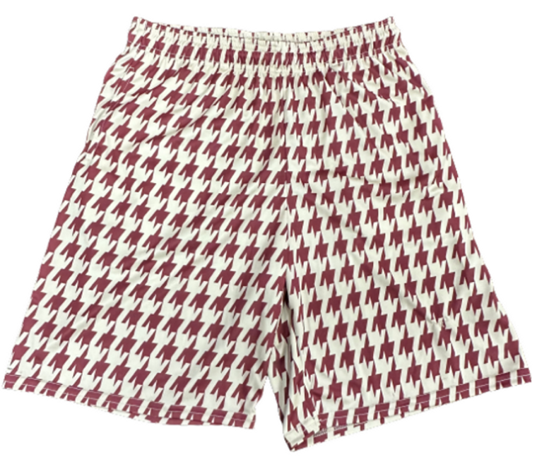 Maroon & White- Houndstooth- Adult 2X-LARGE Lacrosse Short- Final Sale S2X1