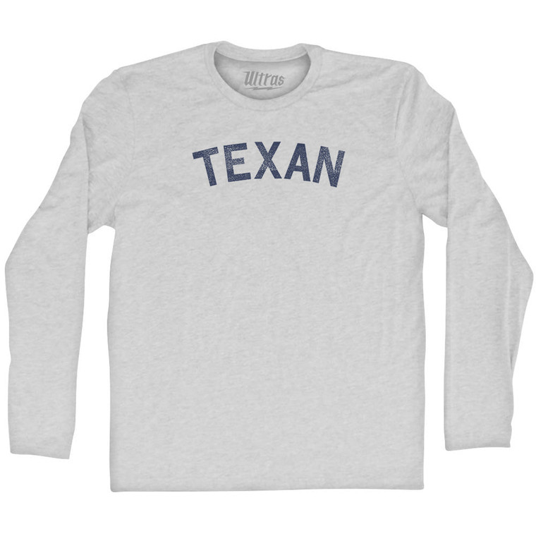 Texan Adult Cotton Long Sleeve T-shirt - Grey Heather