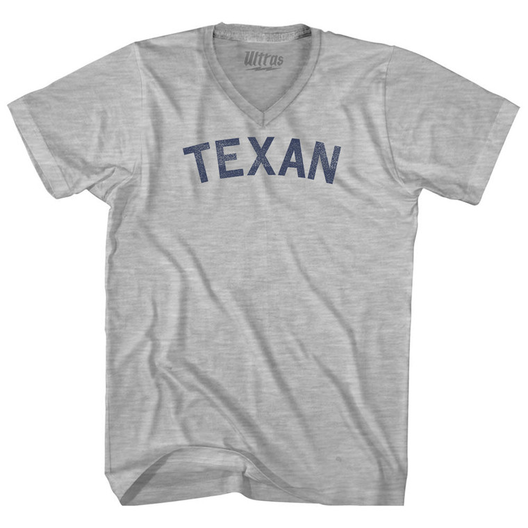 Texan Adult Cotton V-neck T-shirt - Grey Heather
