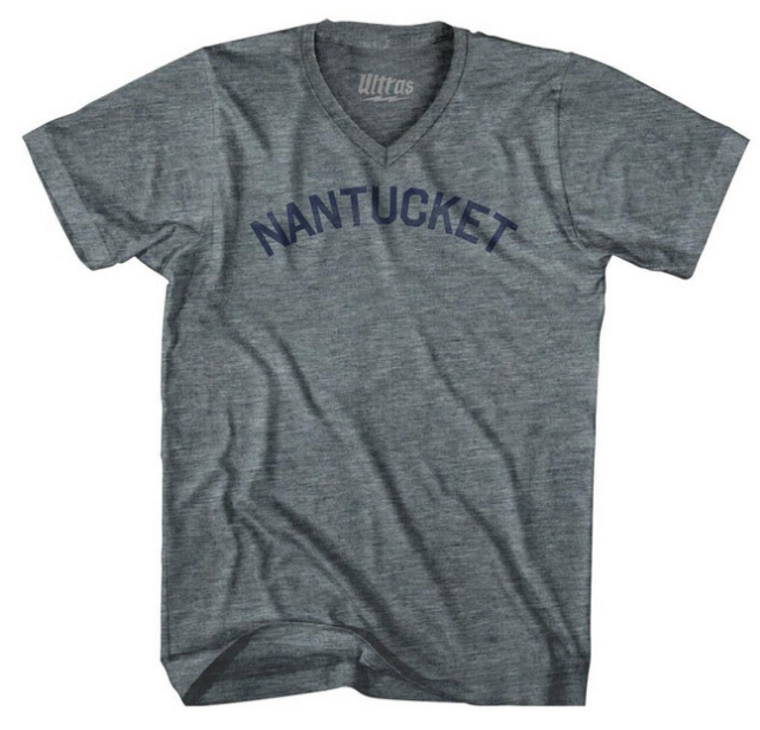 ADULT X-SMALL- Massachusetts Nantucket Adult Tri-Blend V-neck Vintage T-shirt - Athletic Grey- Final Sale Z1
