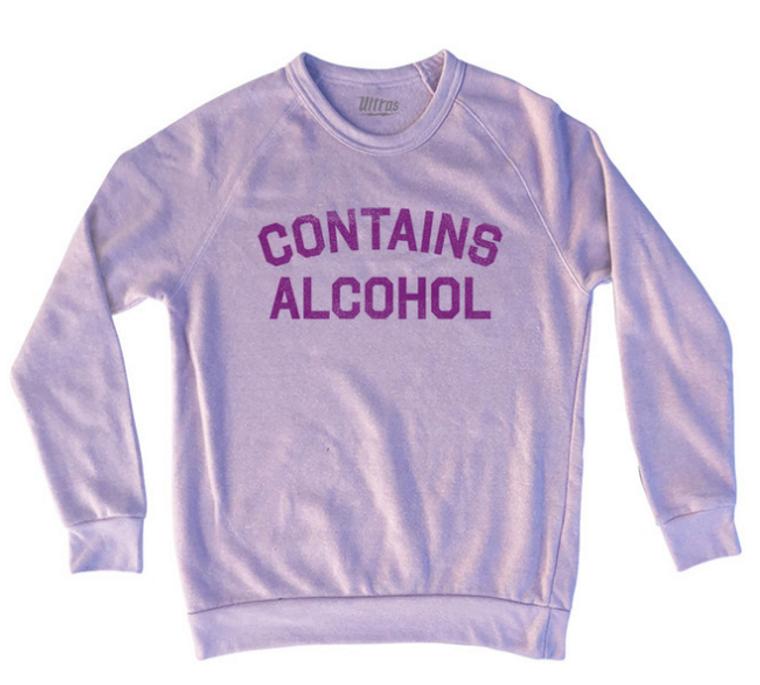 ADULT SMALL- Contains Alcohol Adult Tri-Blend Sweatshirt - Pink- Final Sale Z22