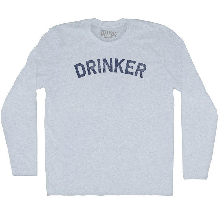 Drinker Adult Tri-Blend Long Sleeve T-shirt - Athletic White