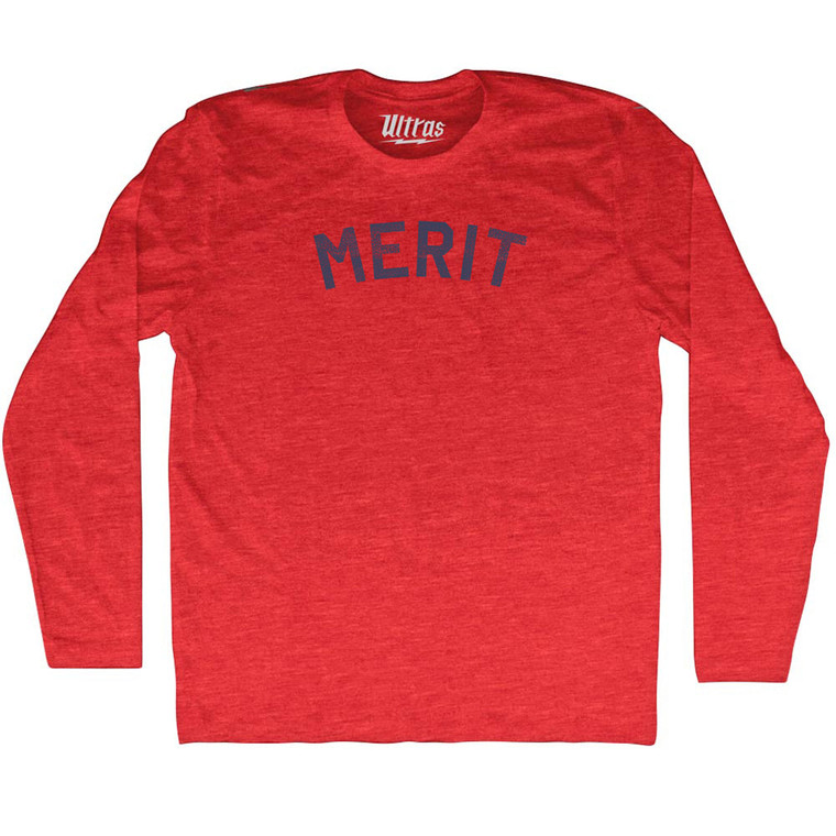 Merit Adult Tri-Blend Long Sleeve T-shirt - Athletic Red