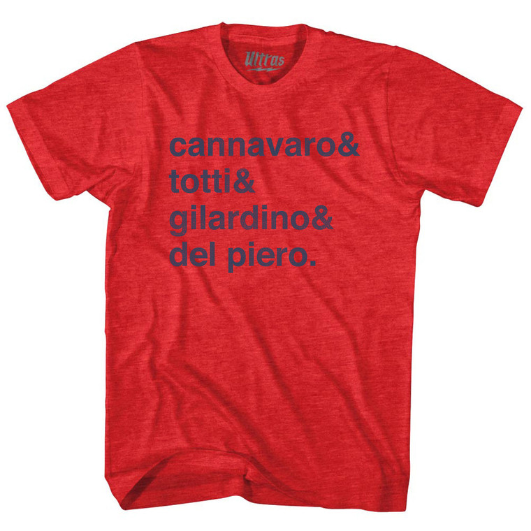 Cannavaro And Totti And Gilardino And Del Piero Italy 2006 Goal Adult Tri-Blend T-shirt - Athletic Red
