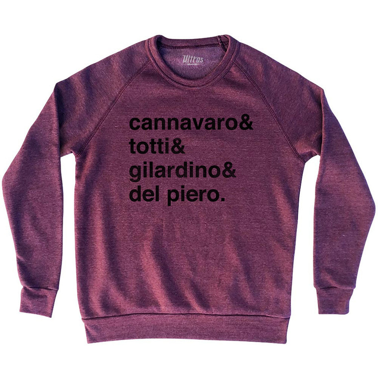 Cannavaro And Totti And Gilardino And Del Piero Italy 2006 Goal Adult Tri-Blend Sweatshirt - Cranberry