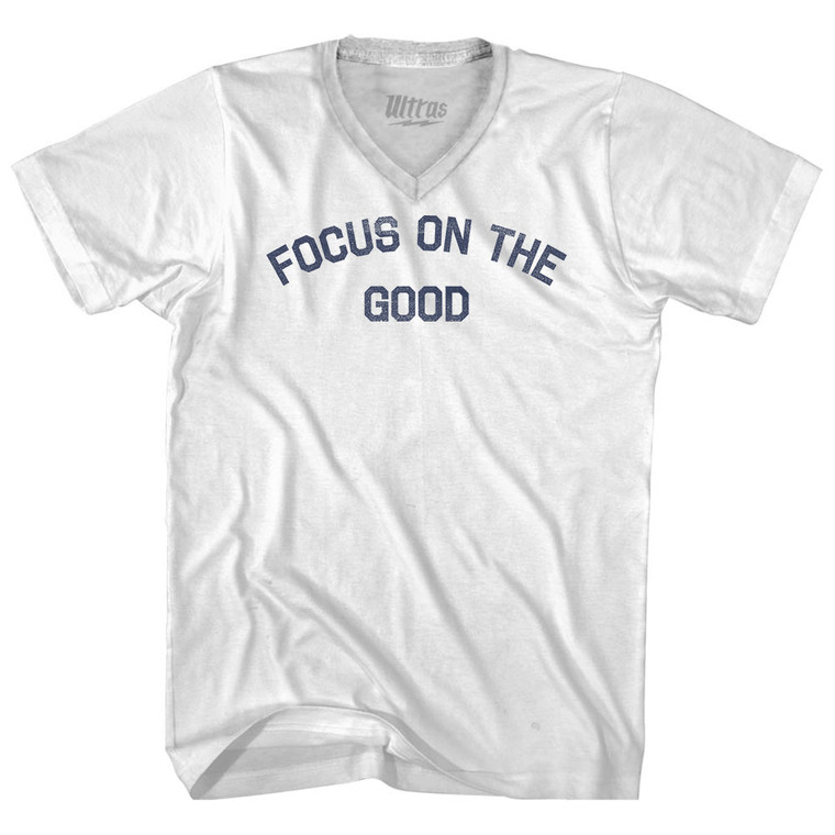 Focus On The Good Adult Tri-Blend V-neck T-shirt - White