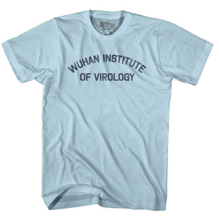 ADULT SMALL- Wuhan Institute Of Virology Adult Cotton T-Shirt - Light Blue- Final Sale Z77