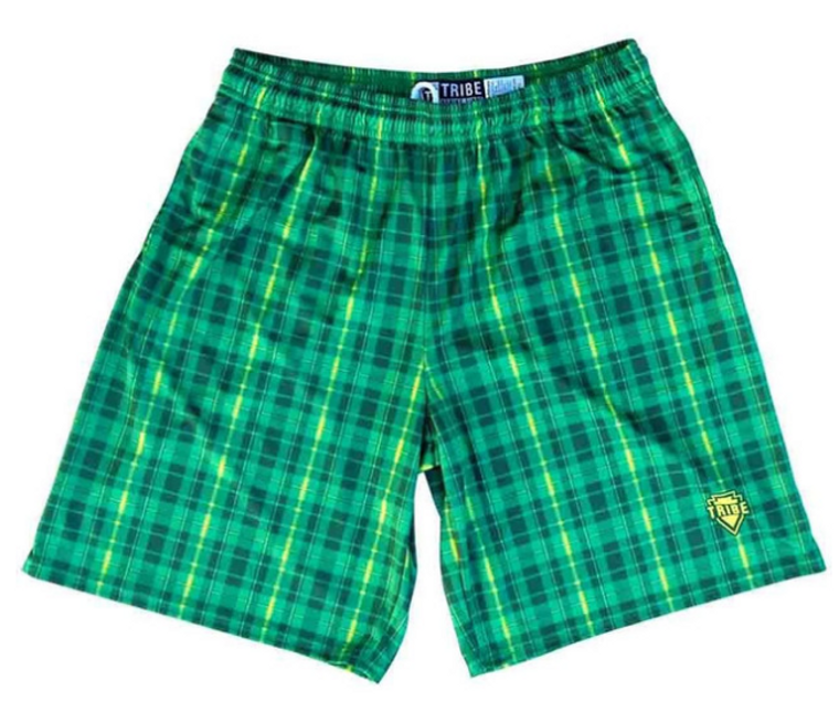 ADULT SMALL- Kelly Tartan Paid Lacrosse Shorts Made in USA - Kelly- Final Sale ZT421