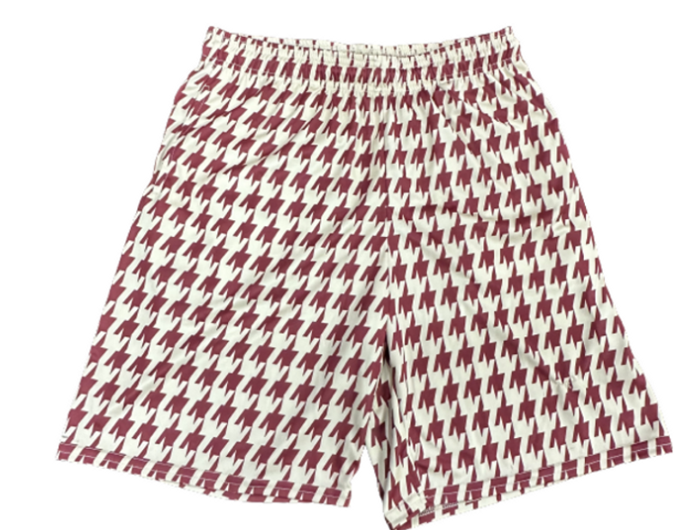 YOUTH MEDIUM-Maroon & Vegas Gold- Houndstooth - Lacrosse Short- Final Sale F5