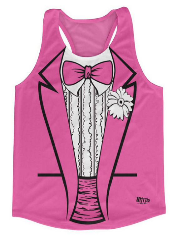 ADULT X-SMALL- Pink Tuxedo Running Tank Top Racerback Track and Cross Country Singlet Jersey Made In USA - Pink- Final Sale T2