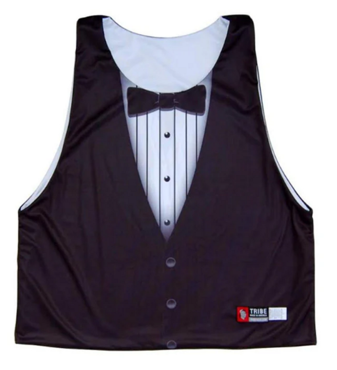 YOUTH LARGE- BOND TUXEDO SUBLIMATED LACROSSE PINNIE- Final Sale R1