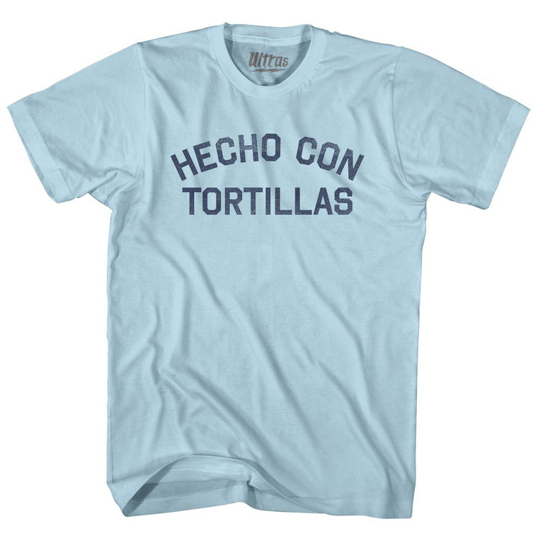 Hecho Con Tortillas Adult Cotton T-shirt - Light Blue