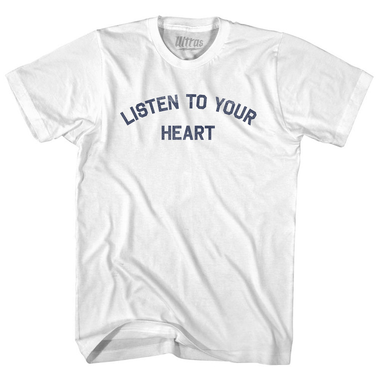 Listen To Your Heart Womens Cotton Junior Cut T-Shirt - White